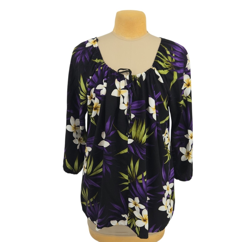 Paradise Bay Floral Blouse Womens 3XL Tropical Made in Hawaii Beach Vacation